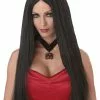 Long Flowing Costume Wig - Black -Purecostumes Store 70042 full 1