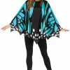 Teal Butterfly Wing Poncho Adult Costume -Purecostumes Store F90538TE full 1