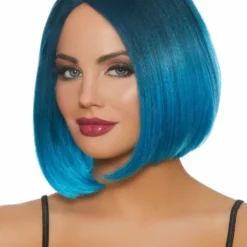Mid-Length Ombre Bob Wig (Steel Blue/Bright Blue)