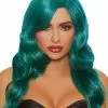 Long Wavy Teal Wig -Purecostumes Store G11342 full 1