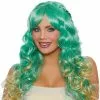 Long Wavy Ombre With Halo Braids Wig (Green/Honey) -Purecostumes Store G11381 full 1